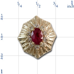 AC45 14K RUBY ROUND DIAMOND S/BACK SLIDE 